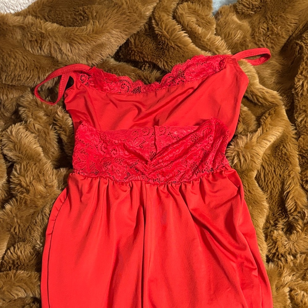 SHEIN Vibrant Red Lace Chemise